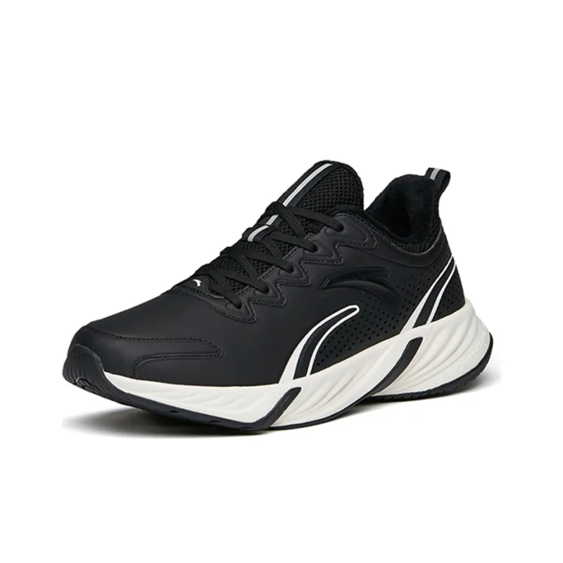 Anta Running Collection Anti Slip And Wear Resistant Warm Low Top Running Shoes Men's Black White-1