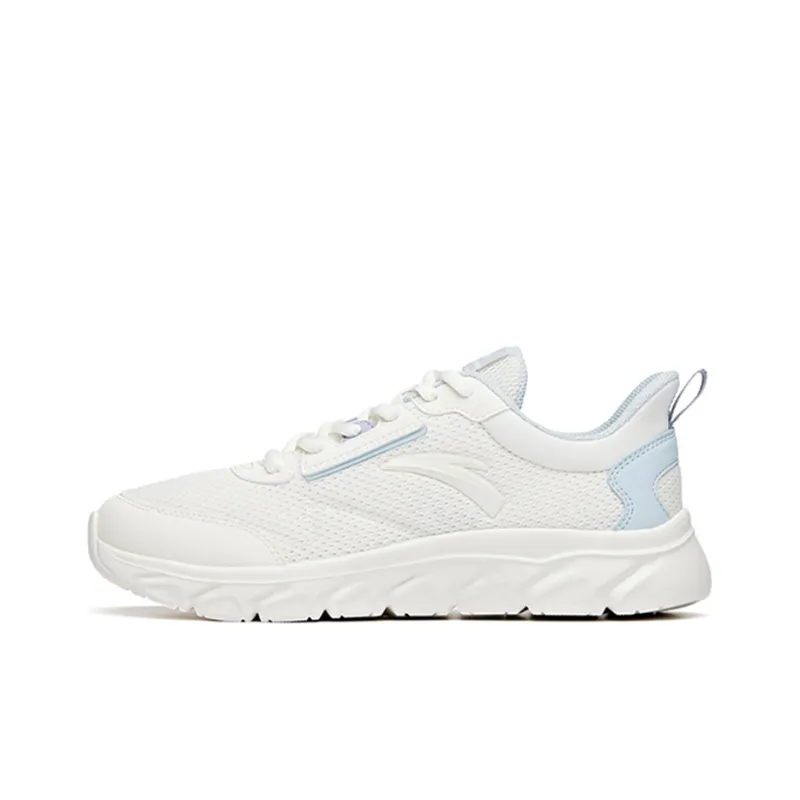 Anta Running Collection Breathable Lightweight Wear Resistant Slip Resistant Low Top Running Shoes Women's White Blue-0