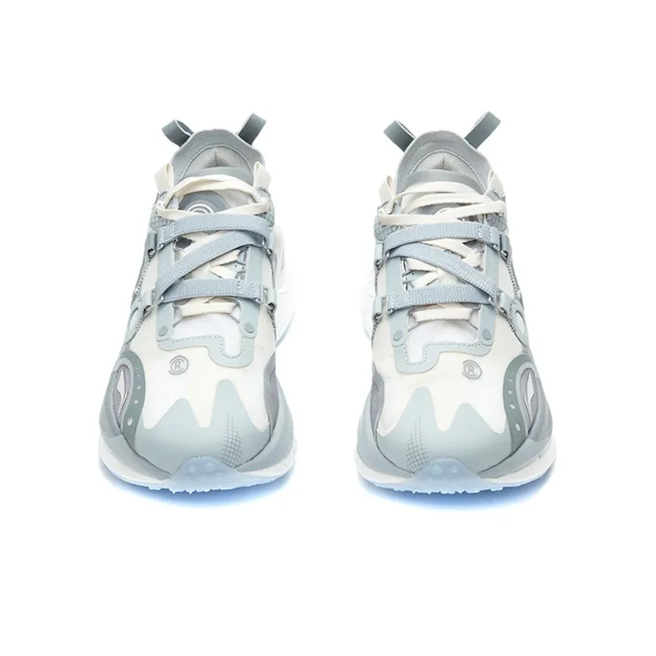 LiNing Jueying CRC 䨻 Breathable Wear Resistant Slip Resistant Low Top Running Shoes Women's Gray White-2