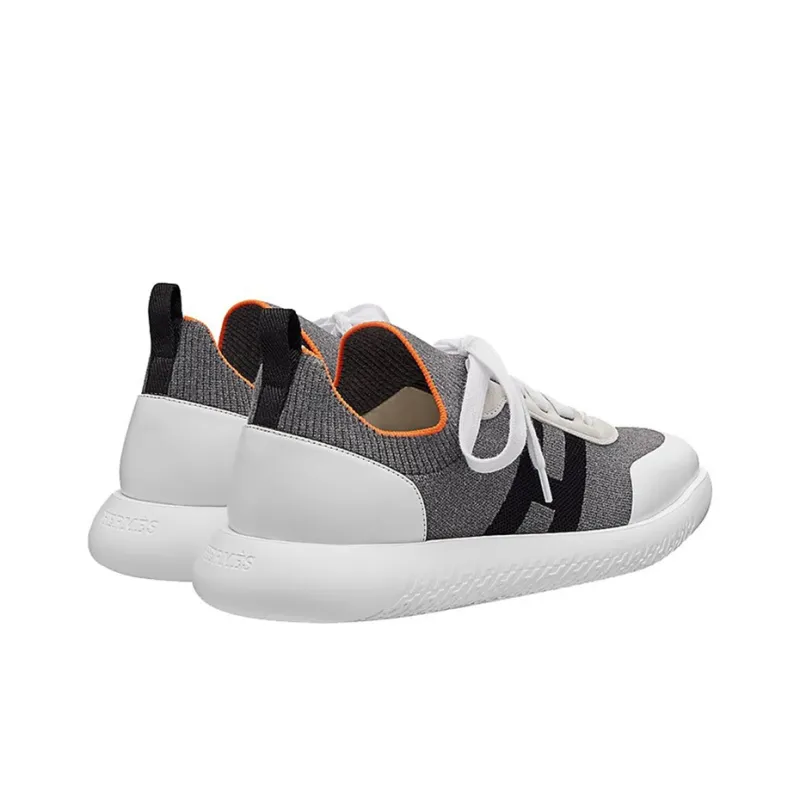 HERMES Crew Anti-Slip Wear-Resistant Breathable Lightweight Low-Top Casual Shoes Men's White Gray-3