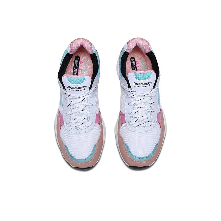 Skechers Meridian Cushioning Anti-Slip And Wear-Resistant Low-Top Casual Shoes Women's White Pink Blue-3