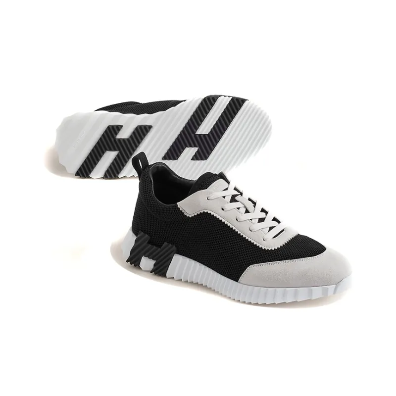 HERMES Bouncing Cushioning, Slip Resistant, And Abrasion Resistant Low Top Athletic Shoes Men's Black White-4