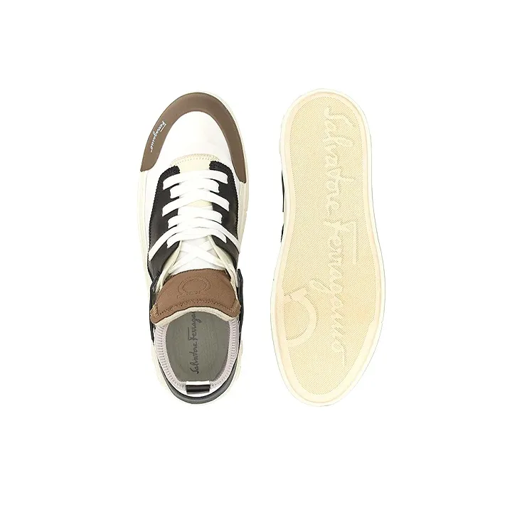 FERRAGAMO Mid Top Stylish Skateboarding Shoes Men's Black White-4