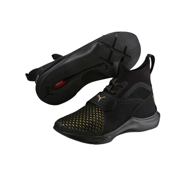 PUMA Anti-Slip Wear-Resistant High-Top Running Shoes Women's Black-3