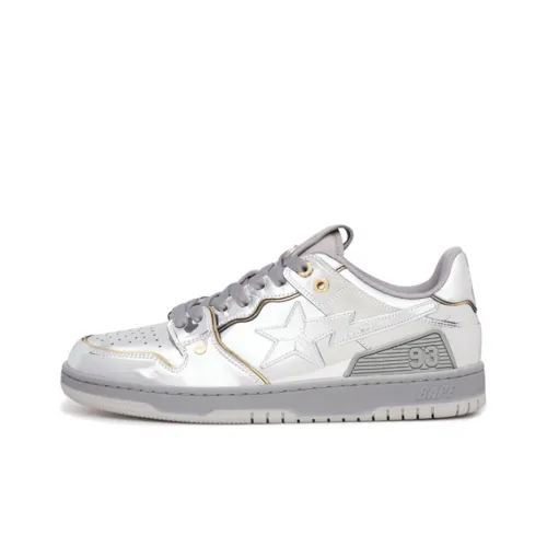 Hajimesorayama X A BATHING APE SK8 Skateboard Shoes Women's Low-Top Metallic Silver