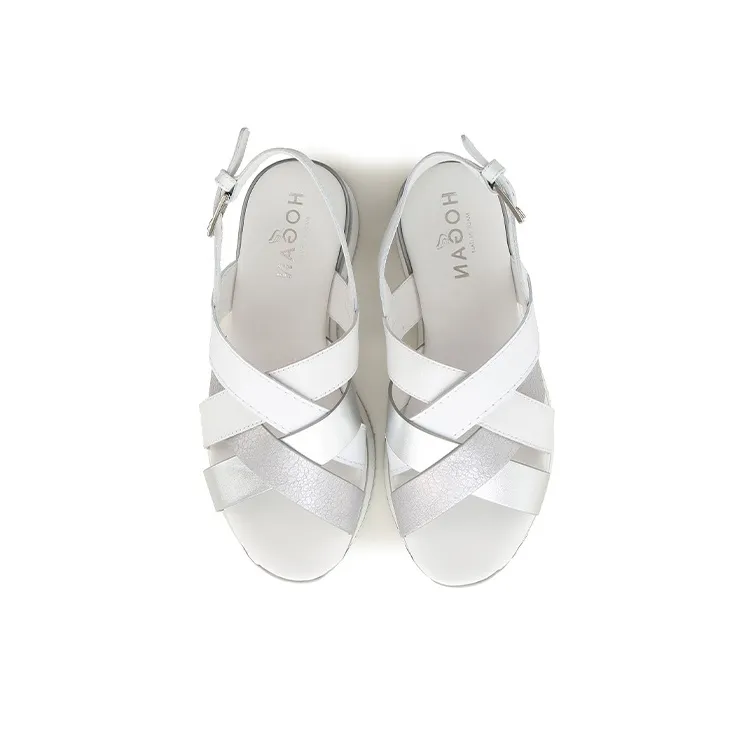 HOGAN H257 Beach Sandals Women's Silver White-3
