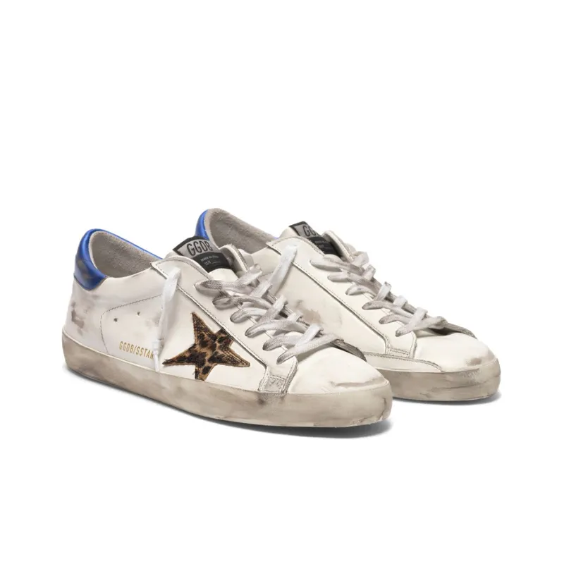 Golden Goose Super-Star Stylish Skateboarding Shoes Men's Leopard Print Blue-3