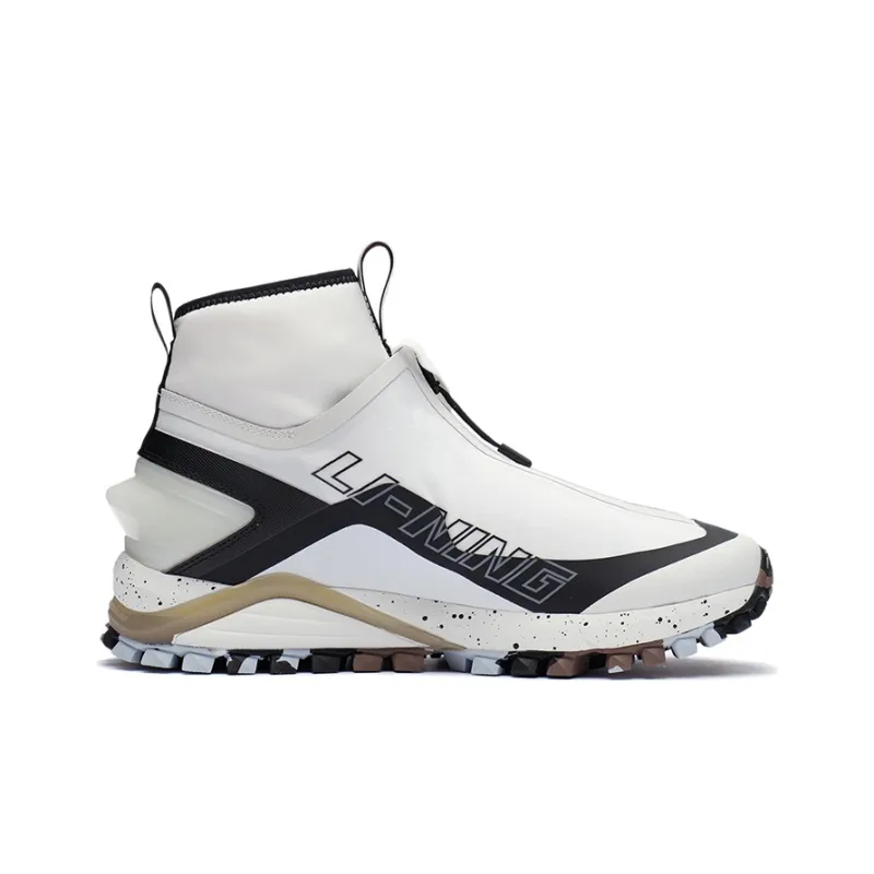 LiNing Ride The Wild Cushioning Slip Resistant Coverage High Top Running Shoes Men's White-1
