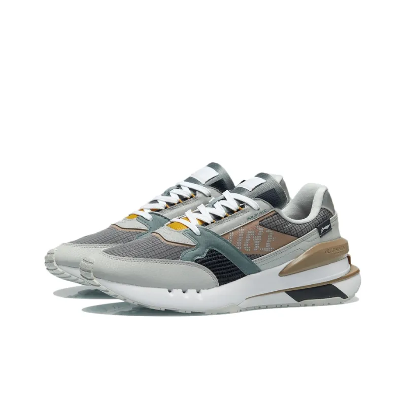 LiNing 001 Lightweight And Breathable Low Top Running Shoes Men's Gray Blue-2