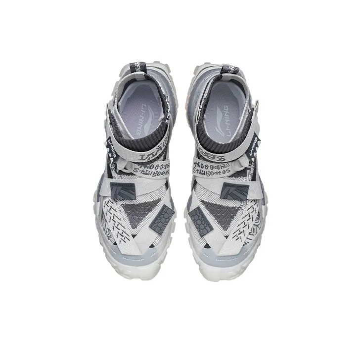 LiNing CF Mars Mars Crisis War Anti Slip Wear Resistant High Top Sports Casual Shoes Men's Gray-3