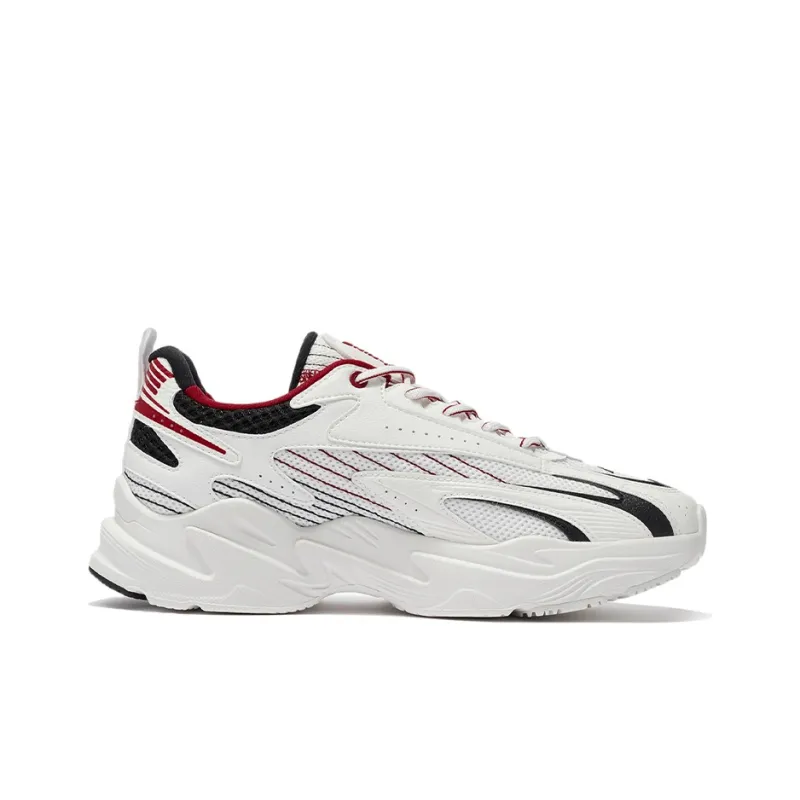LiNing Meteor Cushioning, Slip Resistant, Abrasion Resistant, Rebound Low Top Sports Casual Shoes Men's White Black Red-1