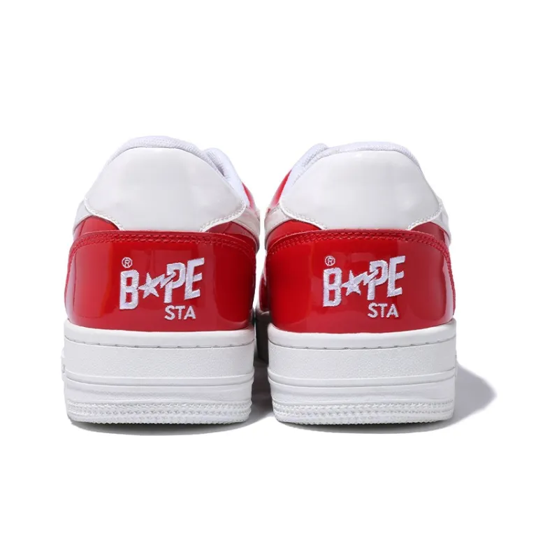 A BATHING APE STA Low Stylish Skateboarding Shoes Men's Red White-3
