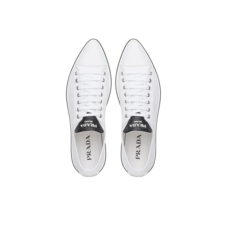 PRADA Low Top Skateboard Shoes Men's White-3