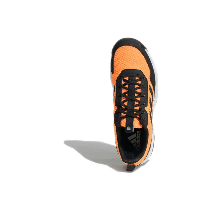 Adidas Tennis 21 V2 Anti-Slip Wear-Resistant Low-Top Tennis Shoes Men's Black Orange-4