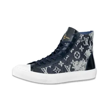 LOUIS VUITTON Tattoo Skateboard Shoes Men High Top Dark Blue