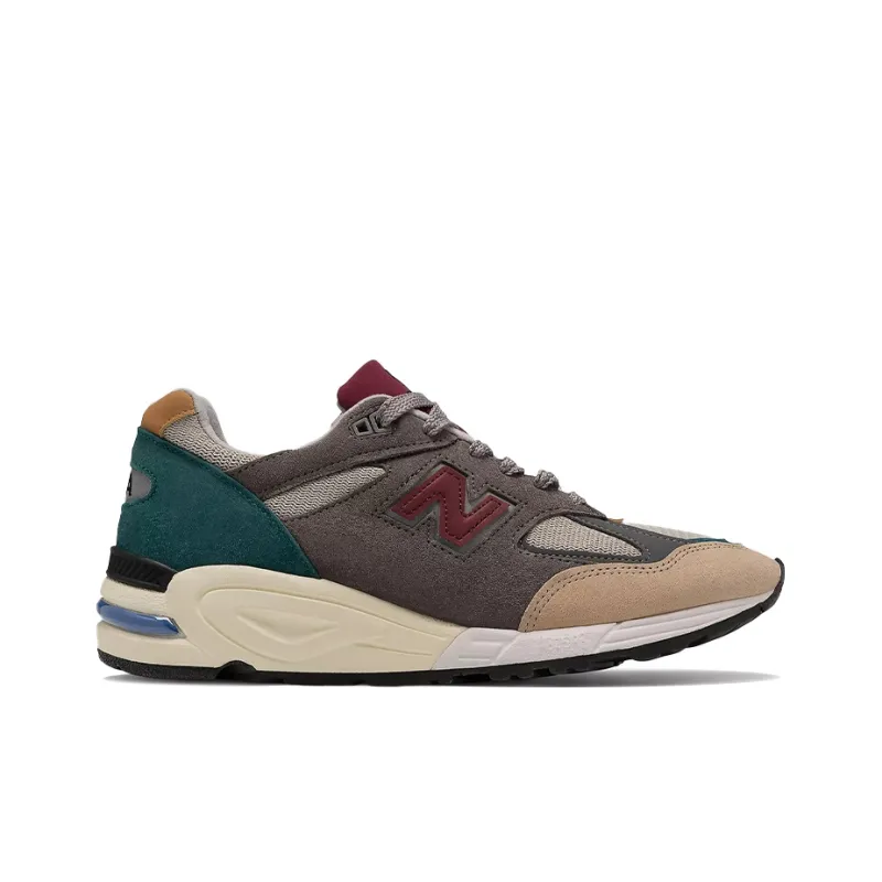 New Balance 990v2 Grey Green Maroon-1