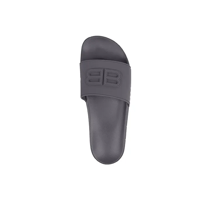 Balenciaga Pool Slides 3D Bb Logo Dark Grey-3