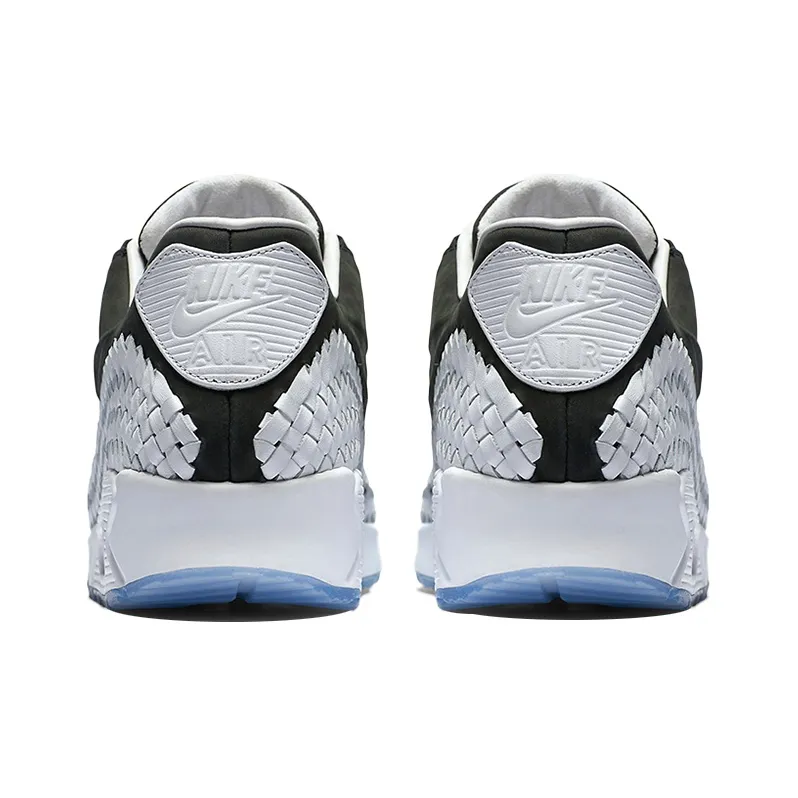 Nike Air Max 90 Cushioned Slip Resistant Abrasion Resistant Breathable Low Top Running Shoes Men's Black White-4