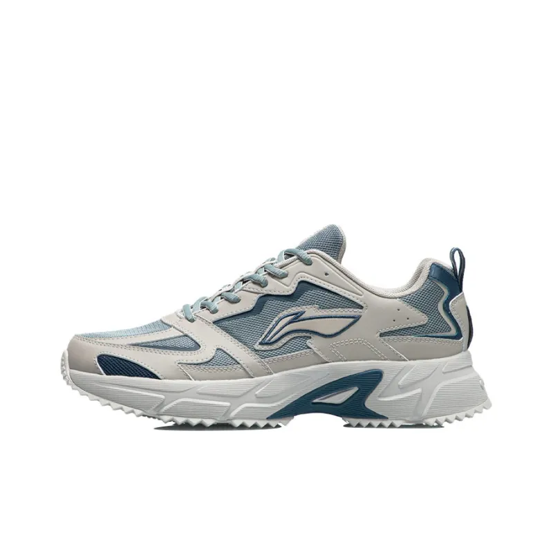 LiNing Slip Resistant, Abrasion Resistant, Breathable, Rebound Low Top Sprint Running Shoes Men's Gray Green-0
