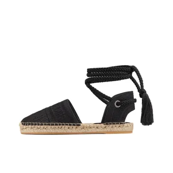 DIOR Granville Oblique Straw Woven Sandal Women's Black