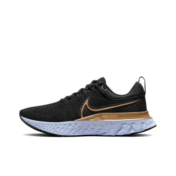 Nike React Infinity Run Flyknit 2 Black Metallic Gold Women's