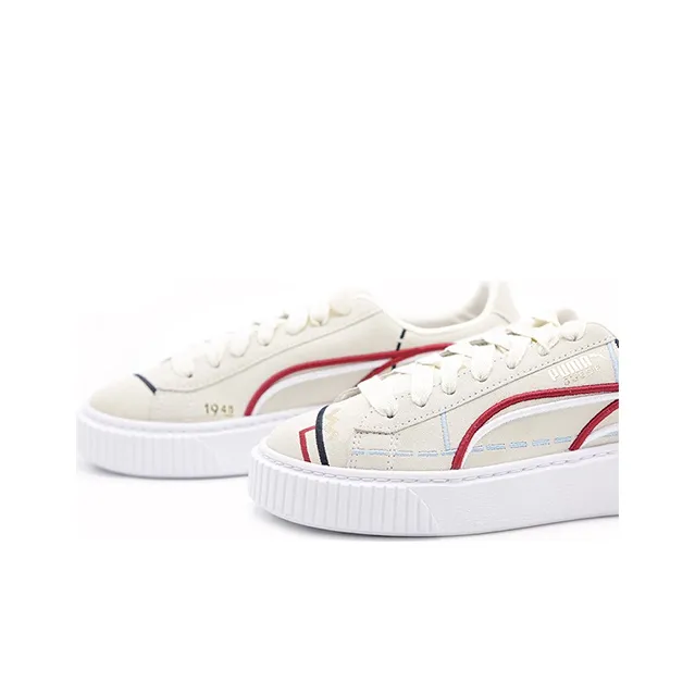 PUMA Suede Platform Courture 'White Red' Women's-4