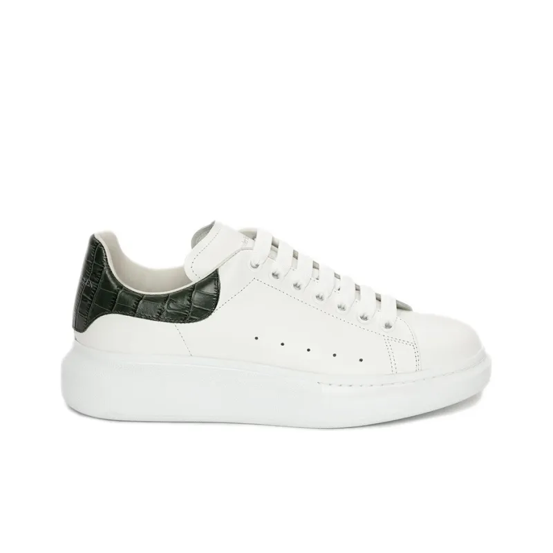 Alexander McQueen Oversized White Forest Green Embossed Croco-1