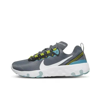 Nike React Element 55 Anti-Slip And Wear-Resistant Breathable Low-Top Running Shoes Women's Gray Blue