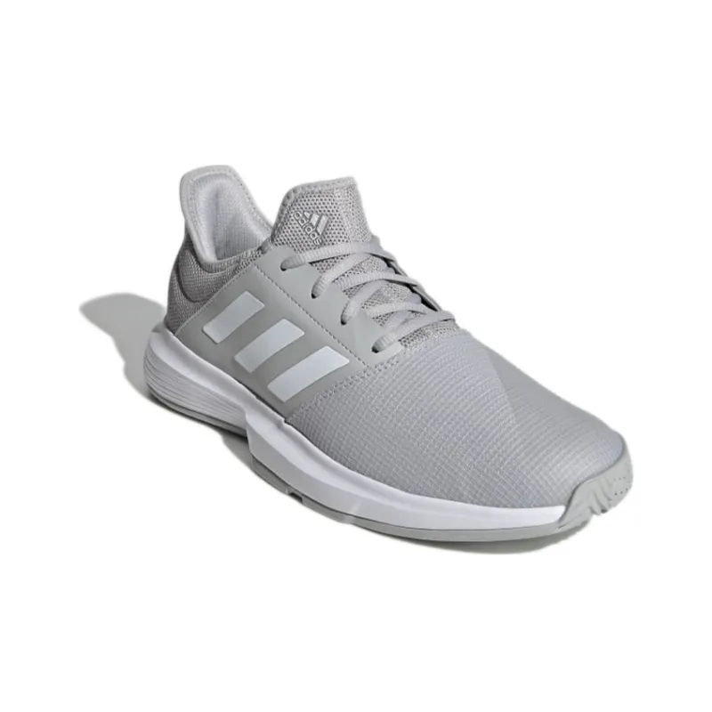 Adidas GameCourt Tennis Breathable Low Top Tennis Shoes Men's Gray White-2