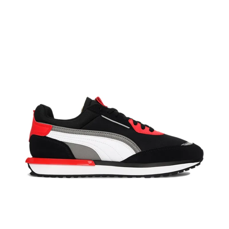 PUMA Future Rider Breathable Low Top Casual Shoes Unisex Black White Red-1