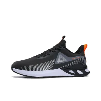PEAK Leather Upper Cushioning Abrasion Resistant Breathable Slip Resistant Low Top Running Shoes Men's Black White
