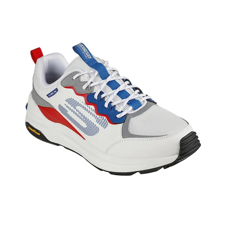 Skechers Global Jogger Cushioning Anti-Slip And Wear-Resistant Low-Top Casual Running Shoes Men's White Red Blue-2
