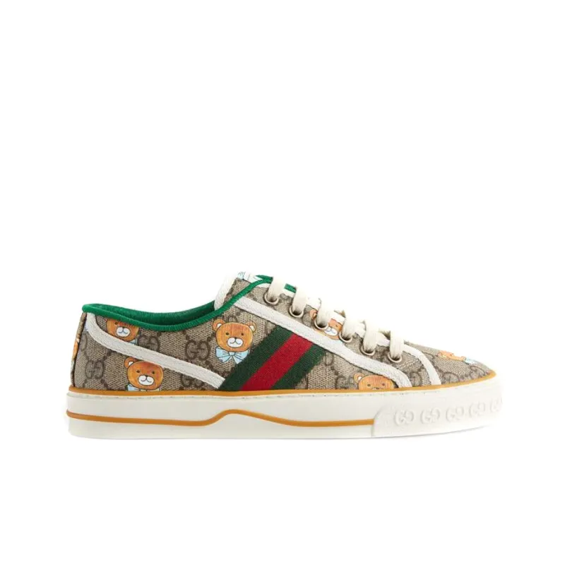 Kai x GUCCI Tennis 1977 Low Top Stylish Skateboarding Shoes Women's Brown-1