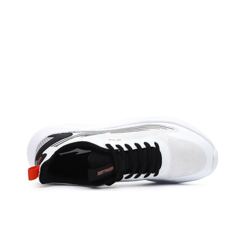 Erke Abrasion Resistant Breathable Low Top Running Shoes Men's White Black-2