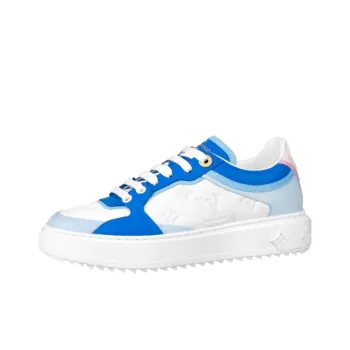 LOUIS VUITTON Time Out Stylish Skateboarding Shoes Women's White Blue
