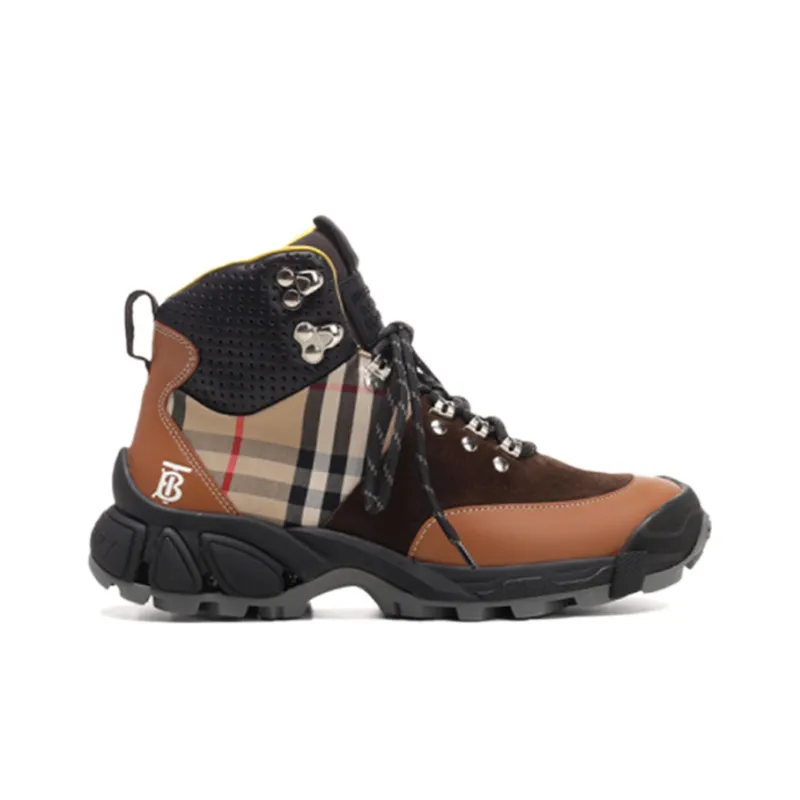 Burberry Wear Resistant High Top Trekking Shoes Women's Brown-1