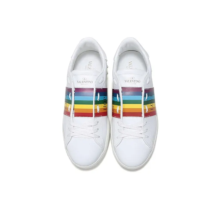 Valentino Open Low Top Stylish Skateboarding Shoes Men's Rainbow-3