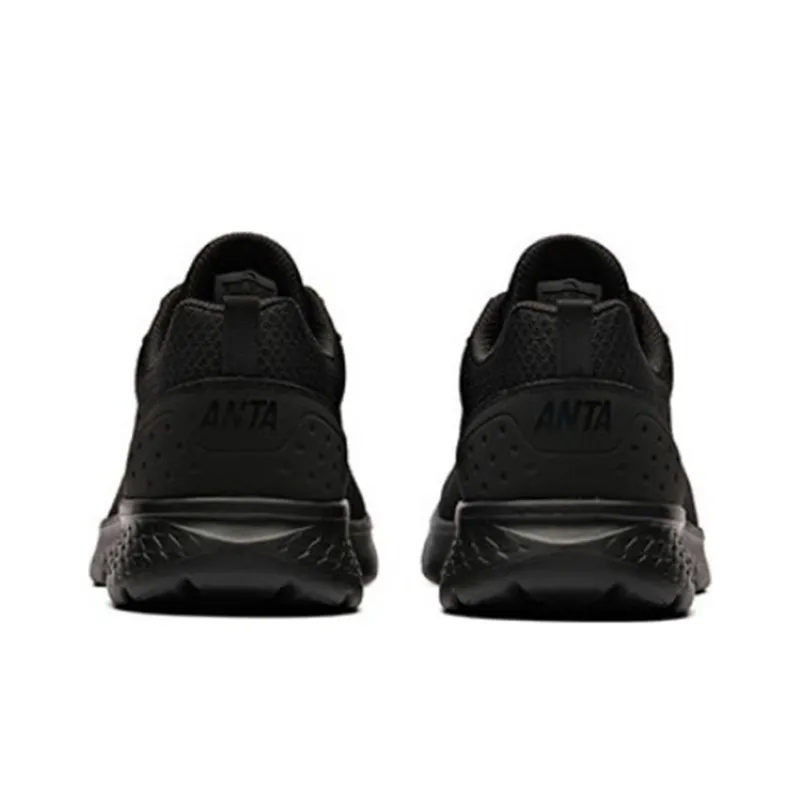 Anta Running Collection Cushioned Slip Resistant Breathable Lightweight Low Top Casual Running Shoes Men's Pure Black-3