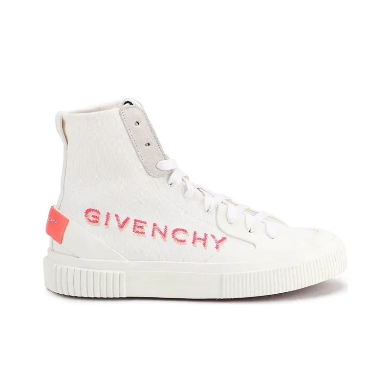 Givenchy Canvas Shoes Women's High Top White/Red-1