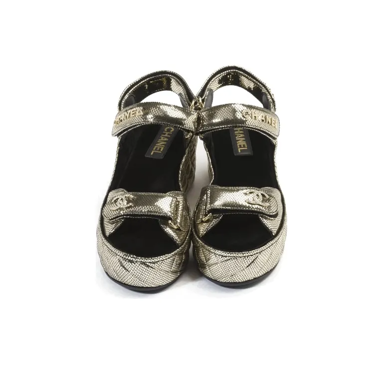 CHANEL Strap Sandals Women's Gold-1
