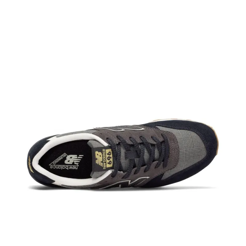 New Balance NB 696 Glen Check Plaid Breathable Cushioning Low-Top Running Shoes Women's Black Coffee-2