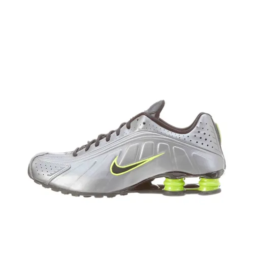 Nike Shox R4 Running Shoes Men Low-Top Gray/Green/Black