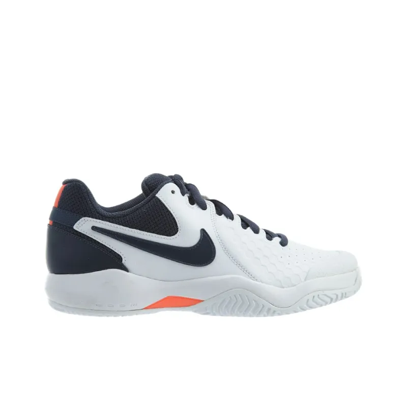 Nike Air Zoom Resistance Cushioning, Slip Resistant, And Abrasion Resistant Low Top Tennis Shoes Men's White Blue-1