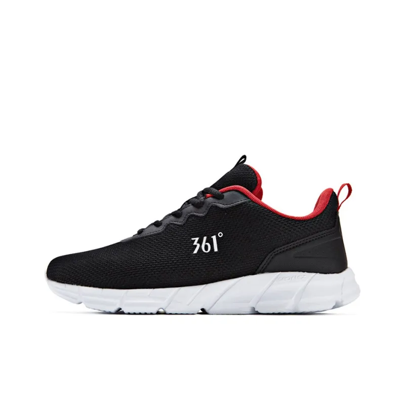 361° Cushioned Slip Resistant Breathable Lightweight Low Top Running Shoes Men's Black Red-0