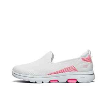 Skechers Go Walk 5 Slip On Shoes Women's Low Top White/Pink