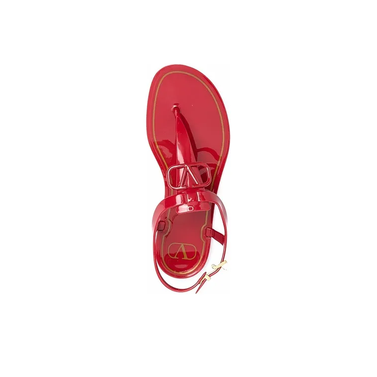 Valentino VLogo Signature Flat Sandal Women's Red-3