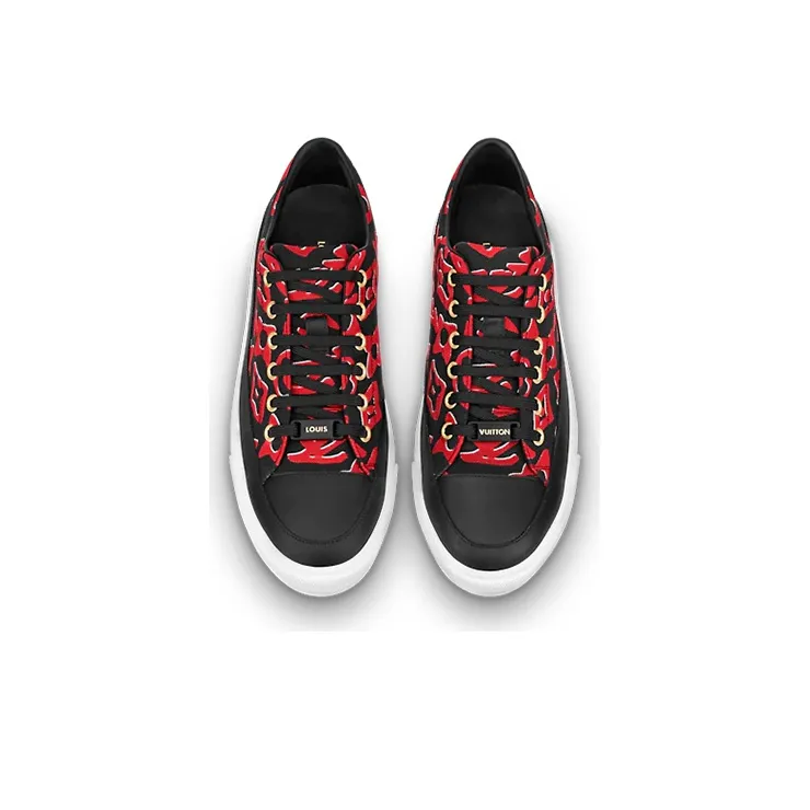 LOUIS VUITTON Stellar Stylish Skateboarding Shoes Women's Black Red-4