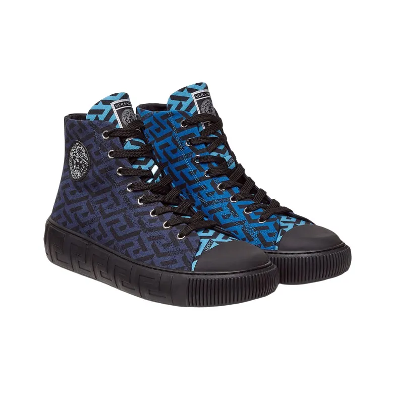 VERSACE Greca High Top Greek Print Dark Blue Black-2