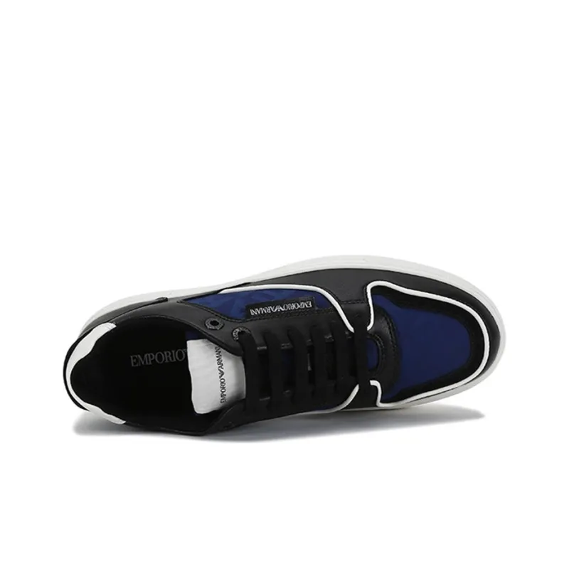 EMPORIO ARMANI Low Top Stylish Skateboarding Shoes Unisex Black Blue-3