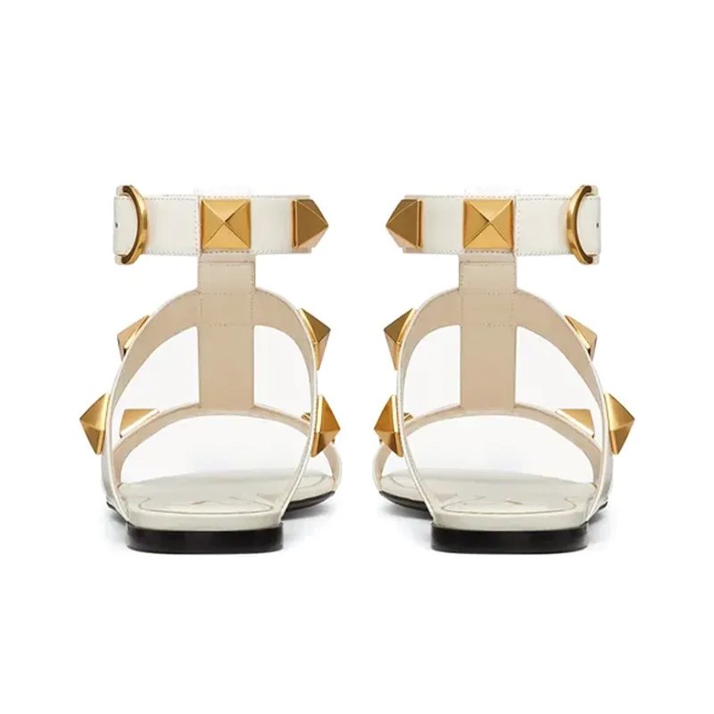 Valentino Garavani Roman Stud Flat Leather Sandals-3